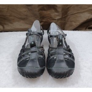 JAMBU Cherry Black Gray All Terra Design Hiking Hook & Loop Sandals Women US 9.5